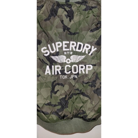 Superdry Men’s Air Corp Camo Quilted Bomber Jacket Sz S Green Military Flight - Picture 6 of 9